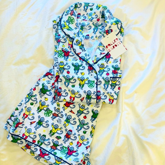 Roller Rabbit Back to School Monkey Polo pajamas multi colored, size small - Picture 1 of 1